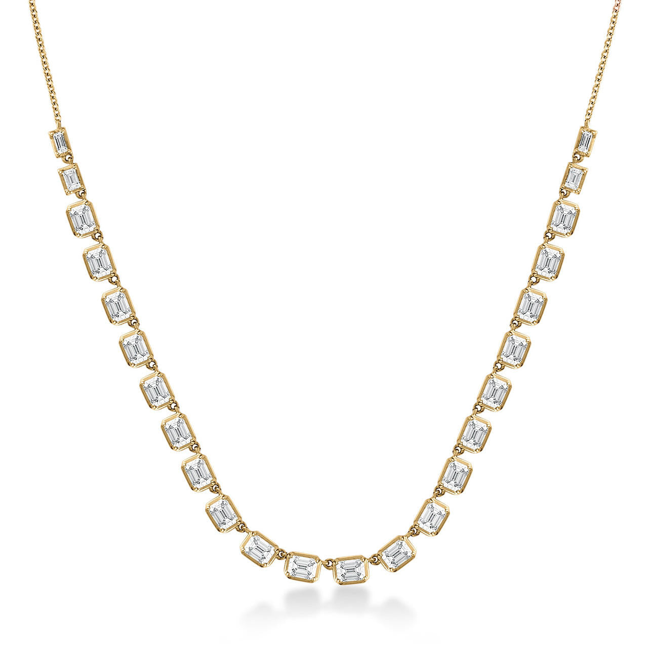 24 stone 5 ct diamond tennis necklace in 18k yellow gold