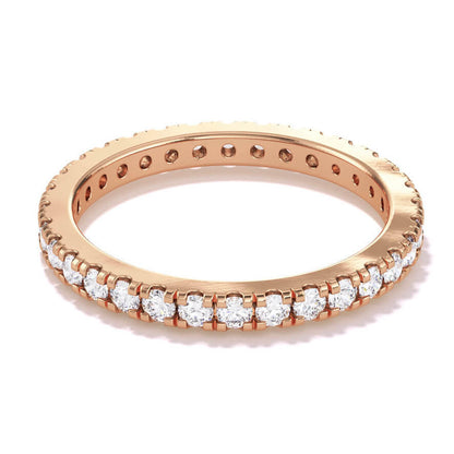 1.8mm round diamond band in 18k rose gold; round diamond wedding band