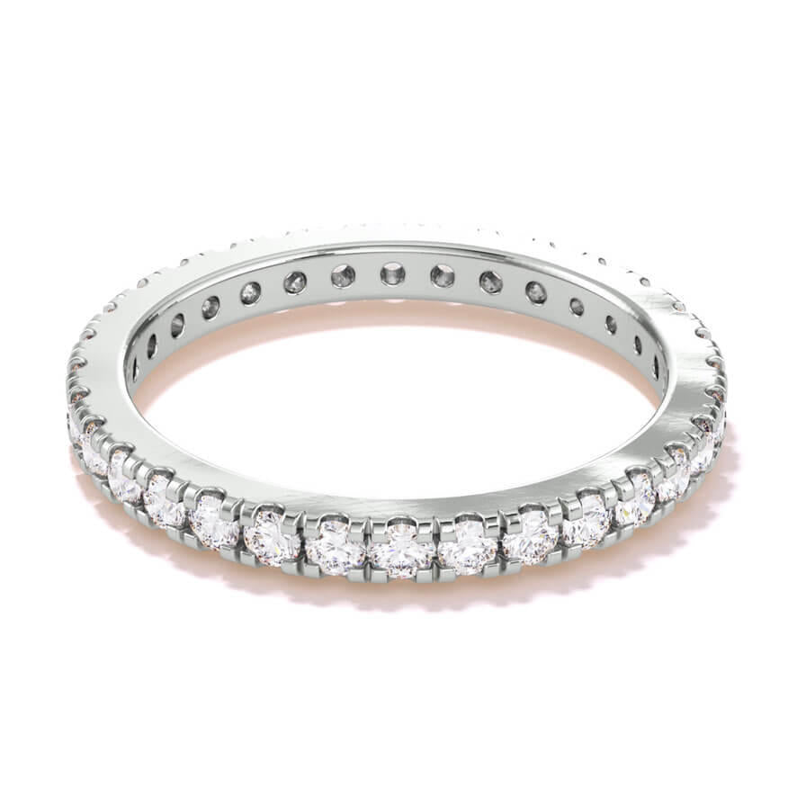 1.8mm round diamond band in platinum; round diamond wedding band