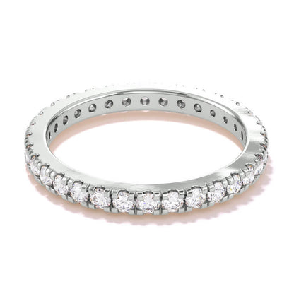 1.8mm round diamond band in platinum; round diamond wedding band