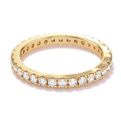 1.8mm round diamond band in 18k yellow gold; round diamond wedding band