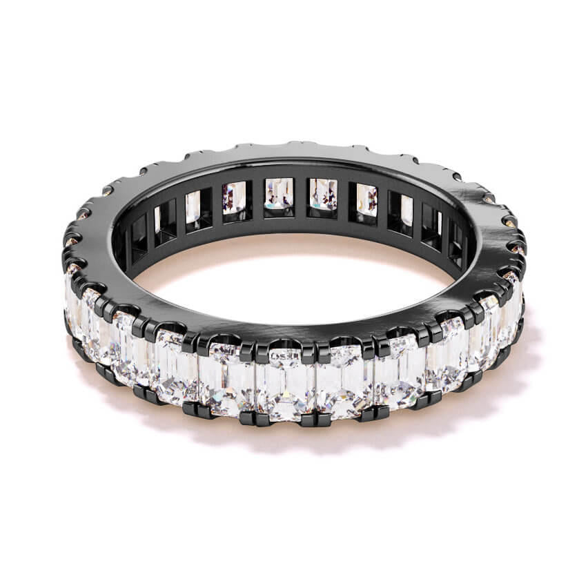 3 carat Emerald cut diamond eternity band in black rhodium
