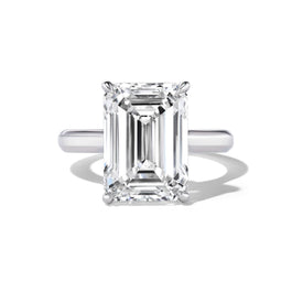 Platinum Thin Band Emerald Cut Engagement Ring