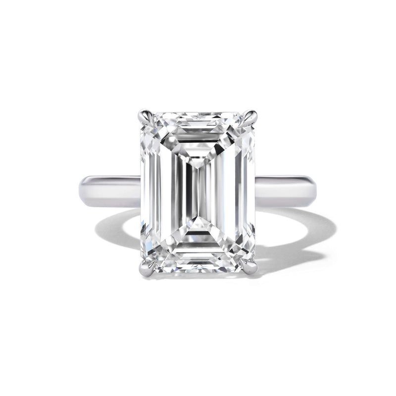 Platinum Thin Band Emerald Cut Engagement Ring