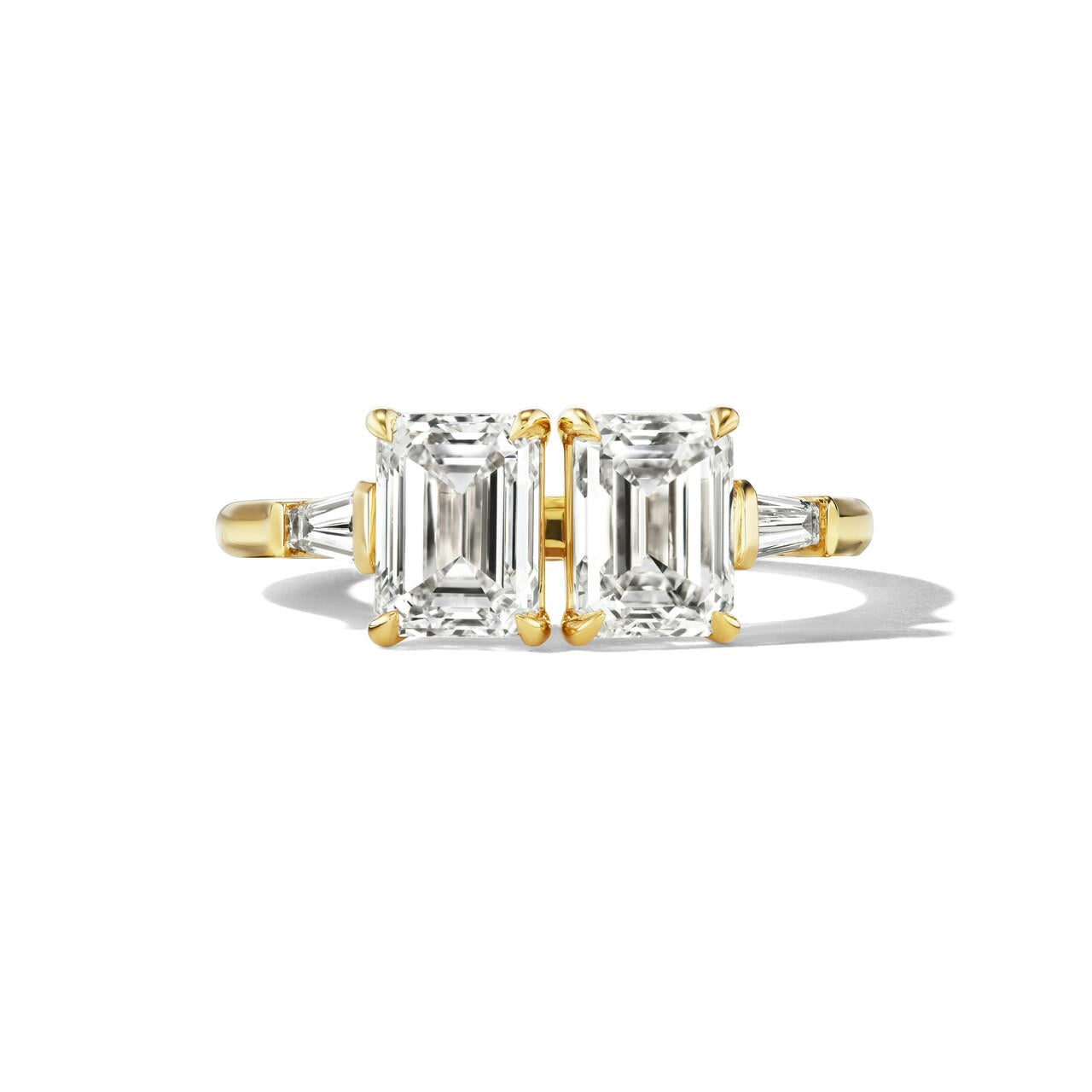 EMERALD CUT DIAMOND TOI ET MOI ENGAGEMENT RING