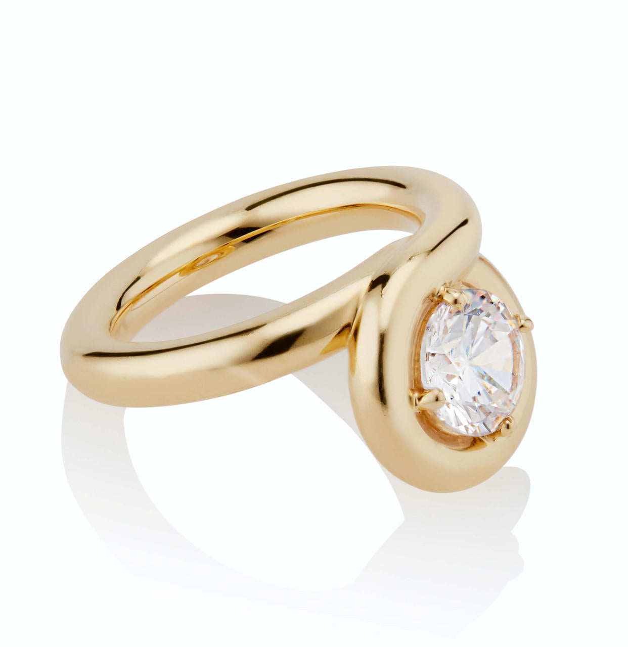 Engagement Rings Loop Endless Loop Engagement Ring | Loop Diamond Ring | Gold Halo