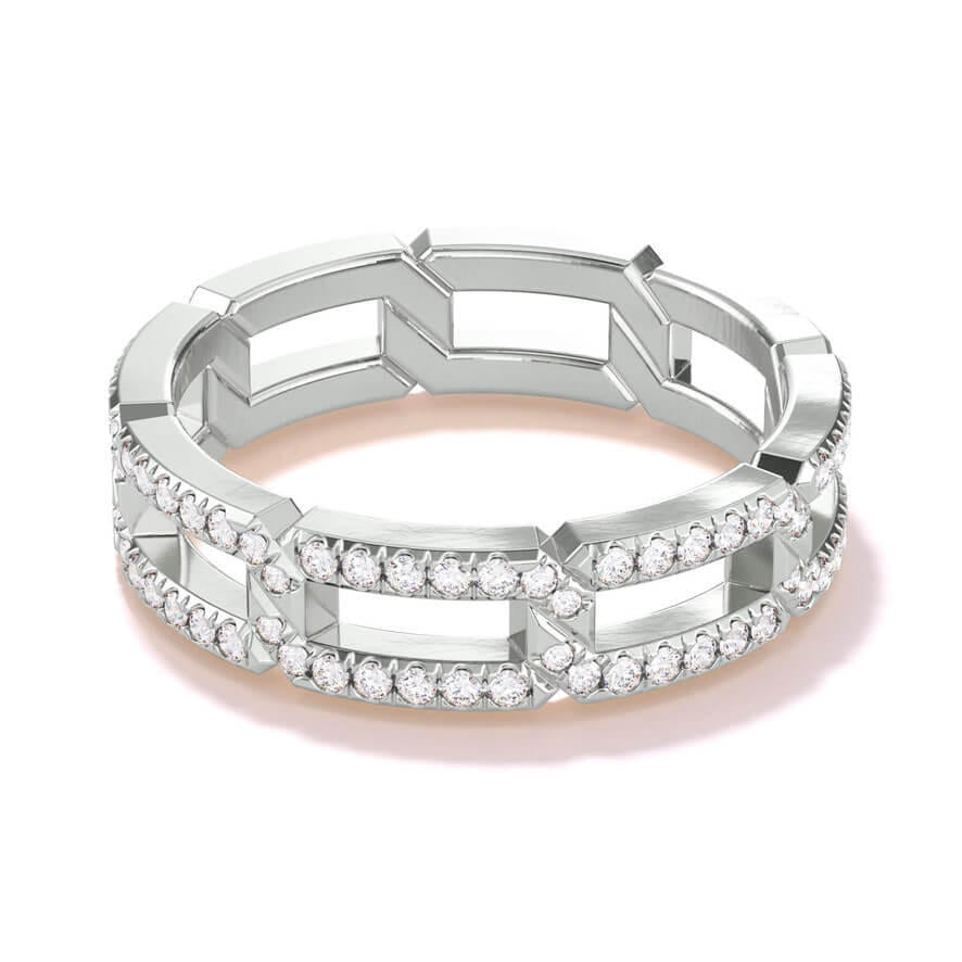 pave 8 link diamond link ring in platinum