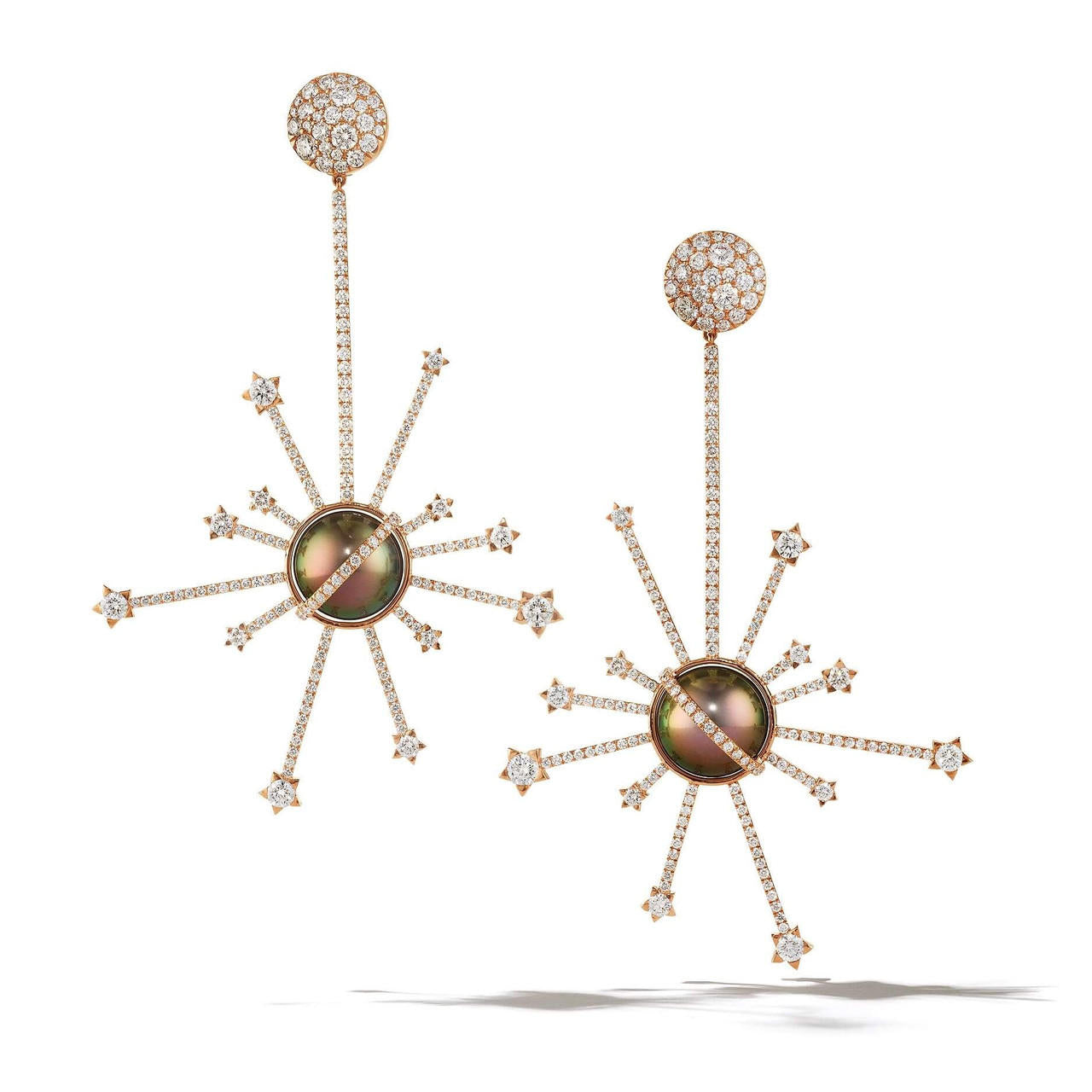 Planetary star burst earrings