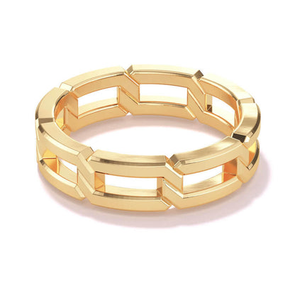 polished 8 link open wedding band in 18k yellow gold