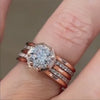 Custom 10th Anniversary Engagement Ring Upgrade by Lindsey Scoggins Studio, featuring a rose gold build with a musical staff design.