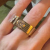 Lindsey Scoggins Studio’s French Cuff Ring modeled on a hand.
