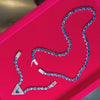 Top-down view of Lindsey Scoggins Studio’s Sapphire and Diamond Sautoir Necklace.