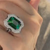 Transformable Green Tourmaline and Diamond Art Deco-Inspired Ring, modeled on a hand.