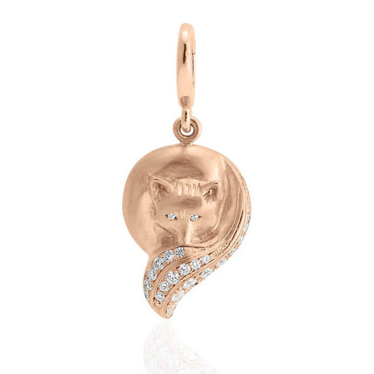 The FOX pave diamond pendant in rose gold front view