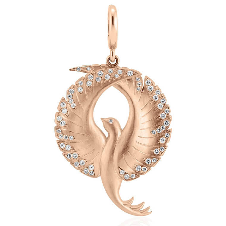 rose gold pheonix pendant