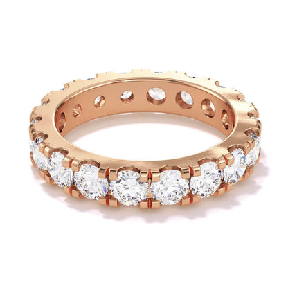 large diamond eternity band with 2.7 carat round brilliant diamond eternity band in 18k rose gold