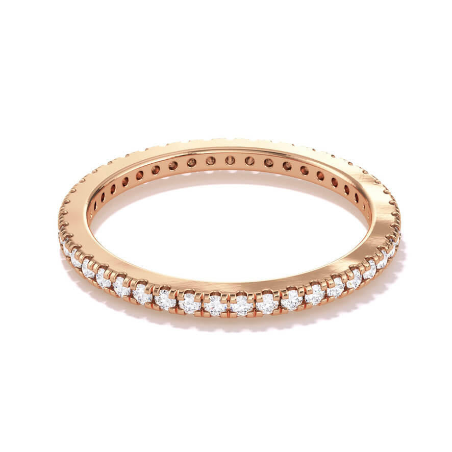 thin diamond band in 18k rose gold