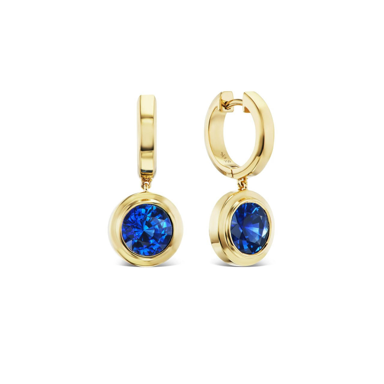 SHIELD BEZEL SET SAPPHIRE DROP EARRINGS