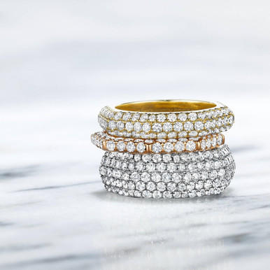 Still Collection Pave Diamond Bands in yellow gold, rose gold and platinum