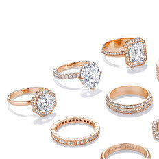 rose gold and diamond engagement rings and wedding bands